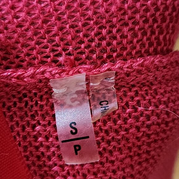 Elie Tahari Red 68% Linen Knit Open Hankie Hem Cardigan - Picture 6 of 6